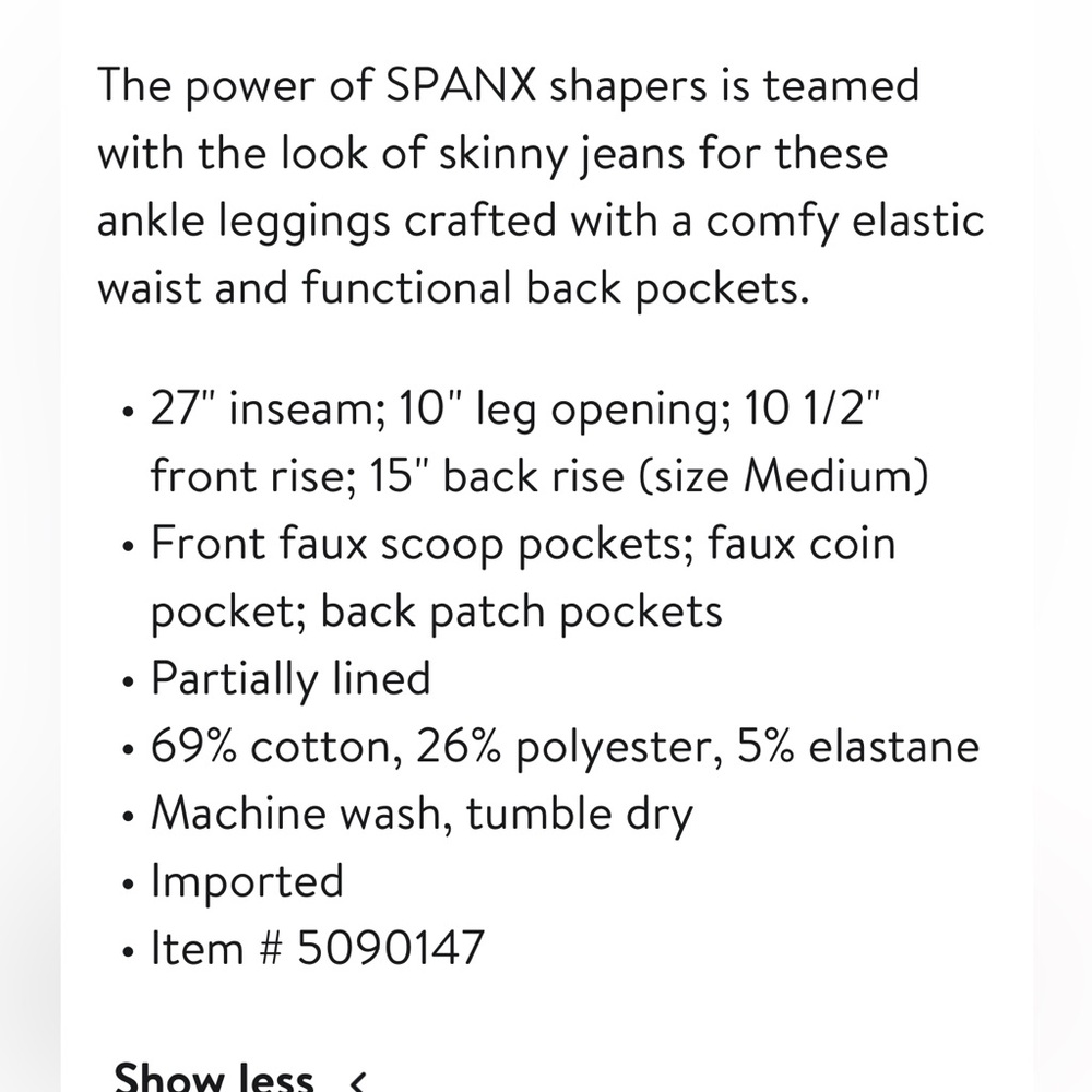 NWT Spanx Women's Black Ankle Jeannish Leggings size medium - Picture 8 of 8